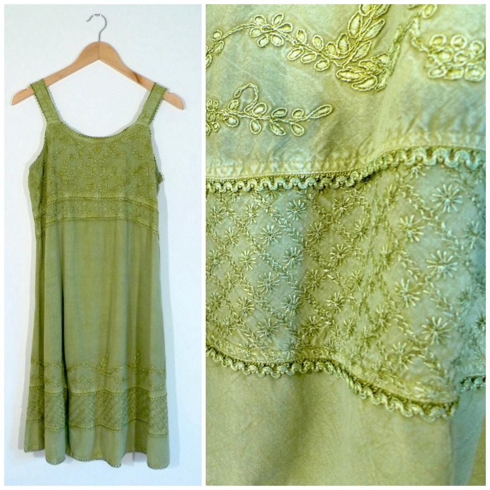 90s Baby Doll Olive Green Sleeveless Dress